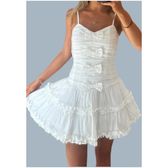 FOR LOVE & LEMONS Whipped Cream Taffeta Mini Dress in White Size X-Small - Picture 1 of 13